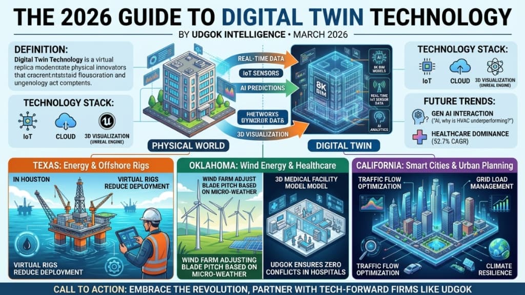 The 2026 Guide to Digital Twin Technology โ UDGOK Intelligence overview of Texas, Oklahoma, and California applications