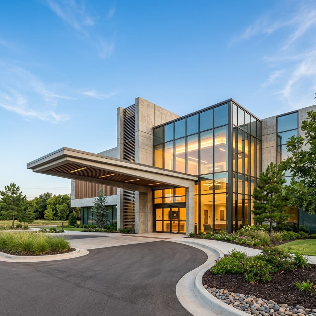 Ultra-premium modern medical clinic exterior in Edmond Oklahoma