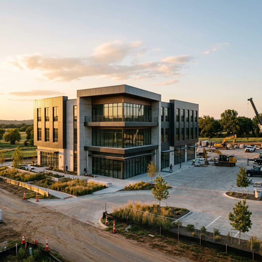Modern commercial construction site in Glenpool Oklahoma